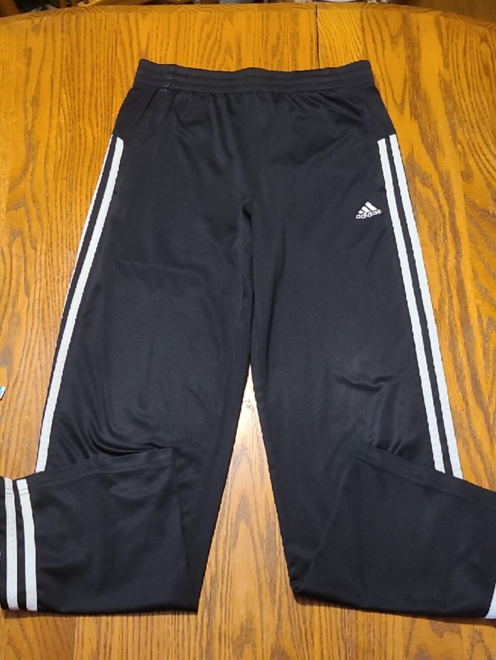 Adidas Black Active Track Pants with White Stripes - Boy's Large - Picture 2 of 8